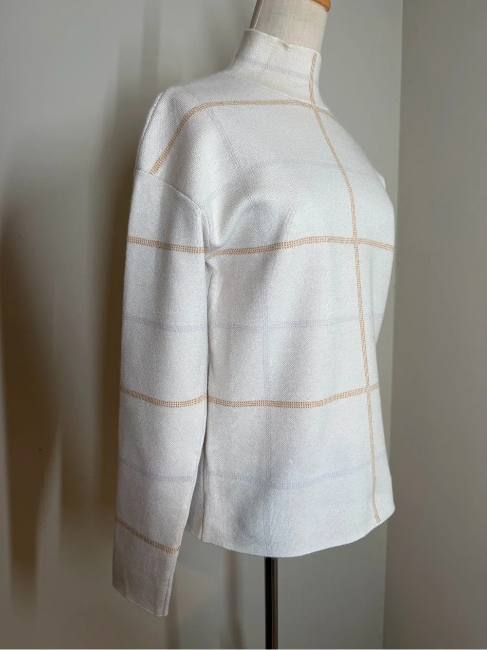 Anthropologie Women’s Lizzie Ivanna-SZ XS-Mock Neck Plaid Windowpane Sweater